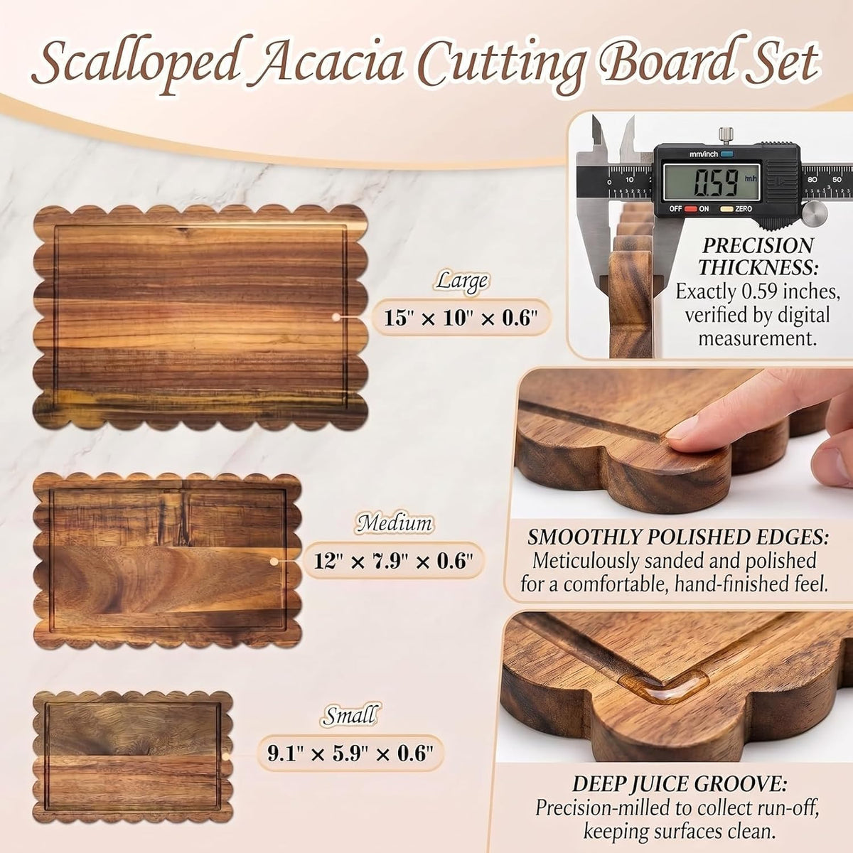 🎖️Handcrafted Acacia Square Shaped Cheese Charcuterie Set
