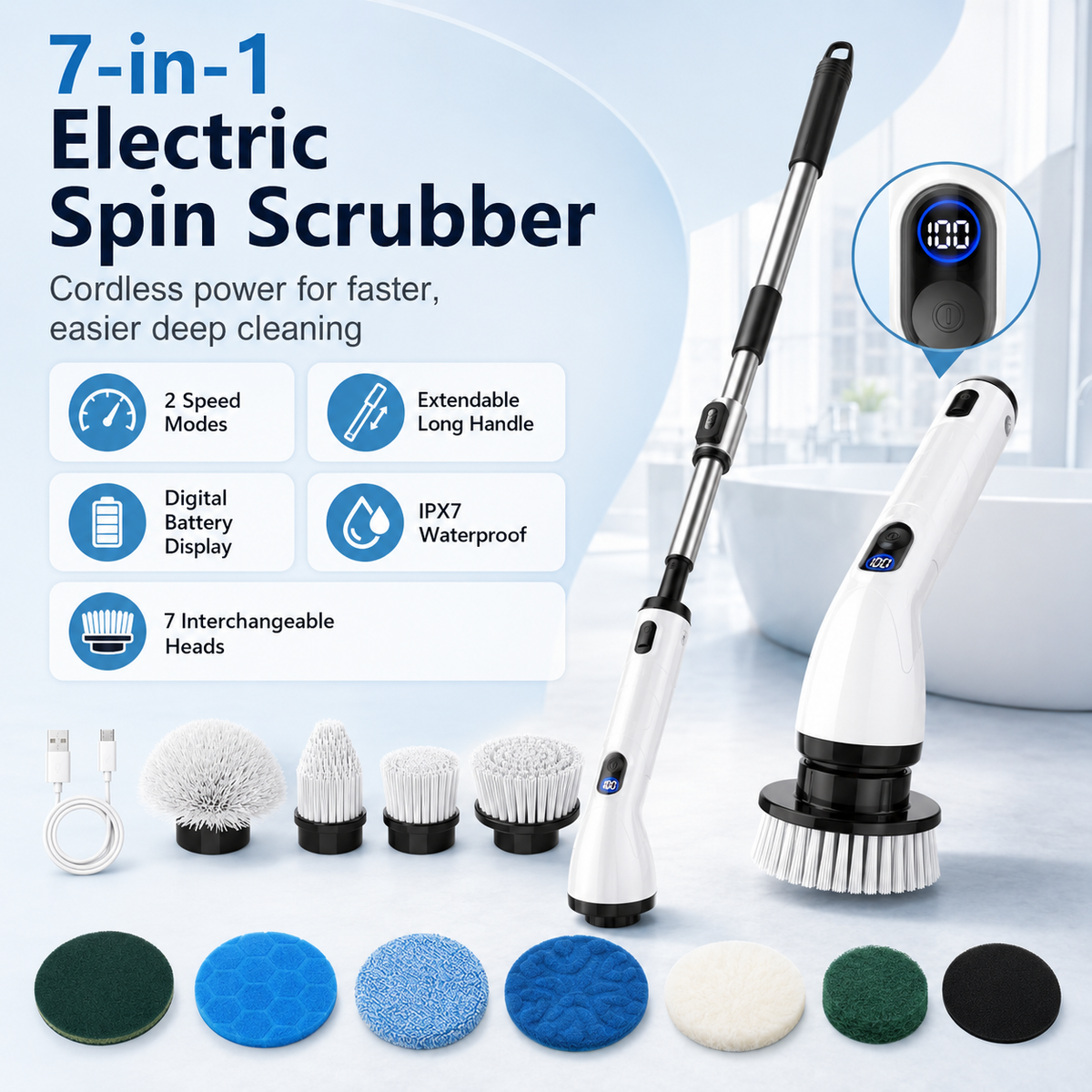 ✨7-in-1 Electric Spin Scrubber