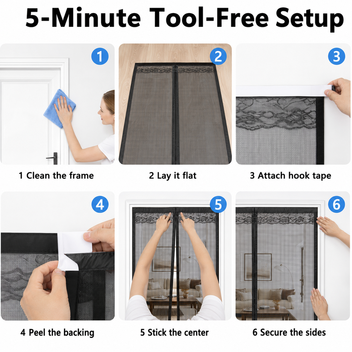 ✨Magnetic Mesh Screen Door, Hands-Free Self-Closing Door Screen with Strong Magnets