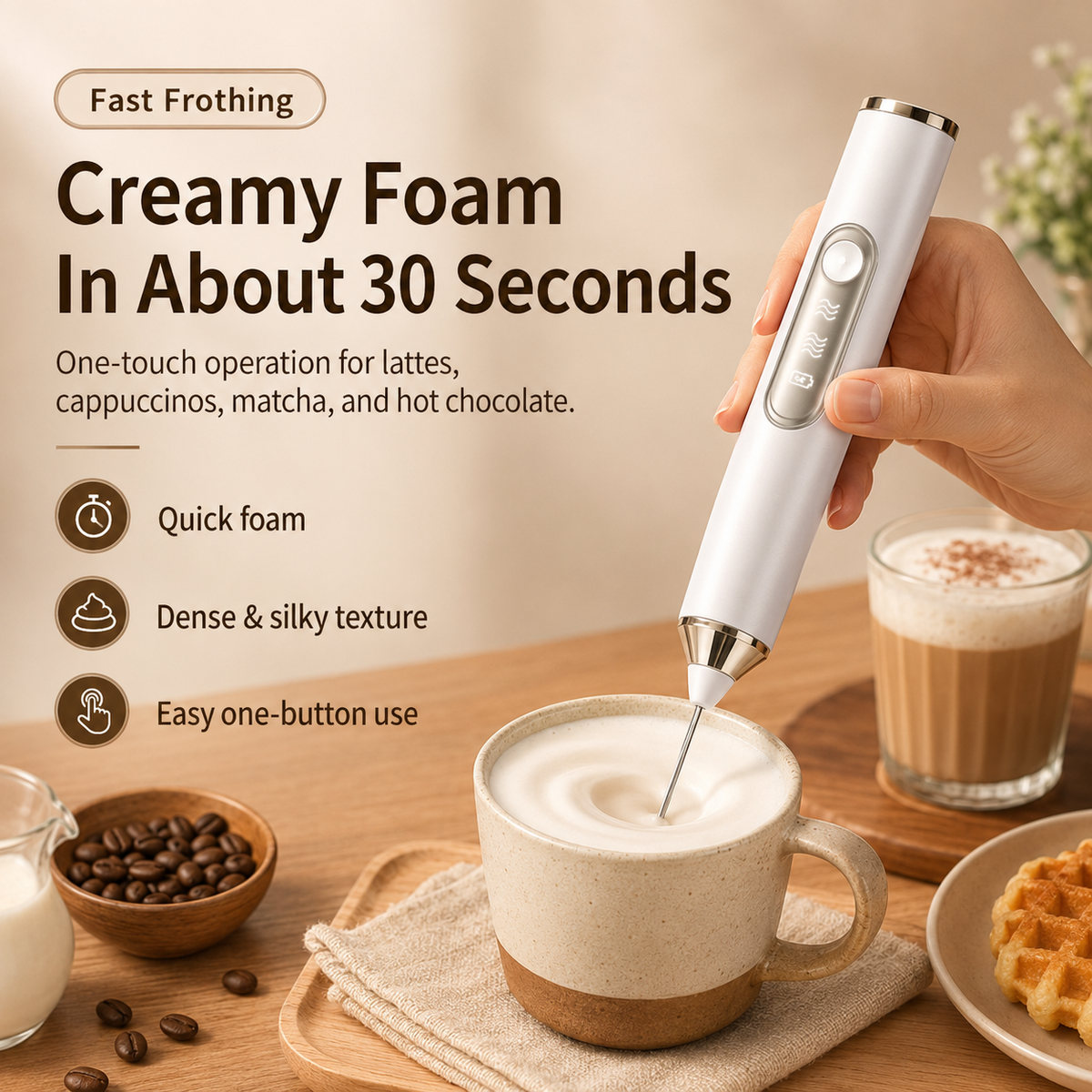 ✨3-in-1 Rechargeable Milk Frother & Mini Mixer