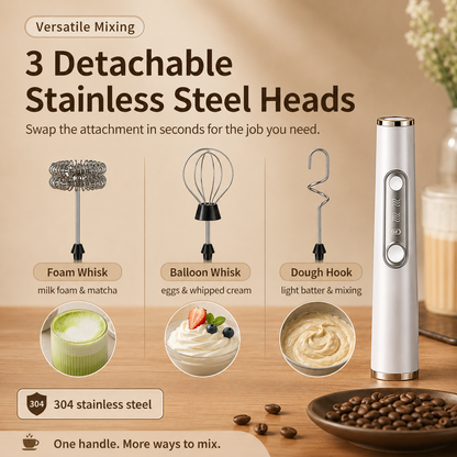 ✨3-in-1 Rechargeable Milk Frother & Mini Mixer
