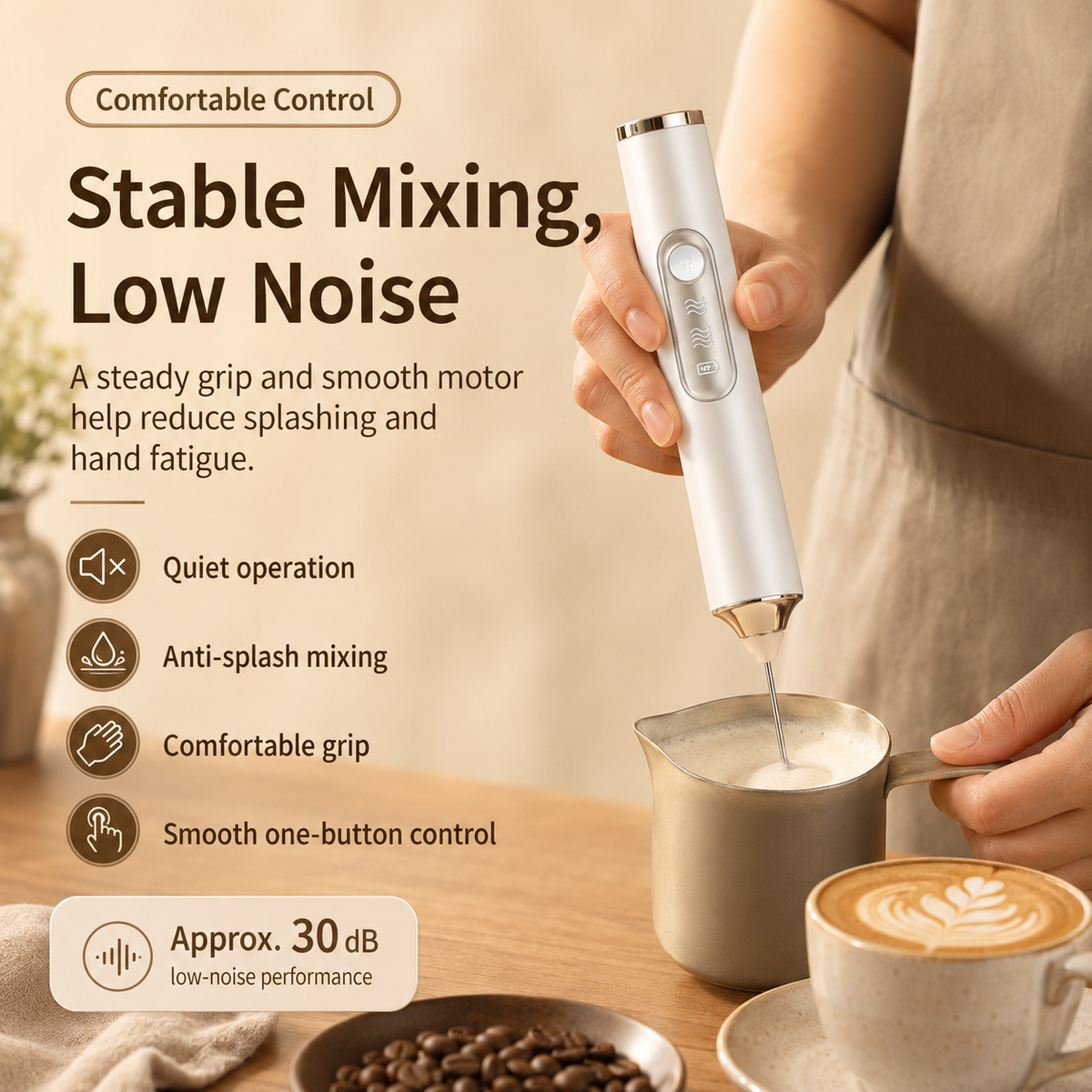 ✨3-in-1 Rechargeable Milk Frother & Mini Mixer