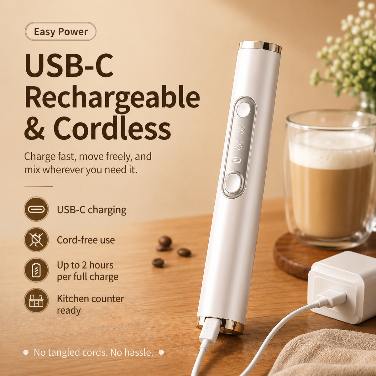 ✨3-in-1 Rechargeable Milk Frother & Mini Mixer