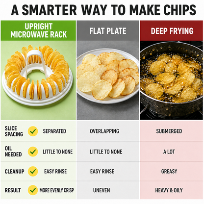 ✨ Microwave Potato Chip Maker with Slicer – Oil-Free Snack Kit ✨🥔